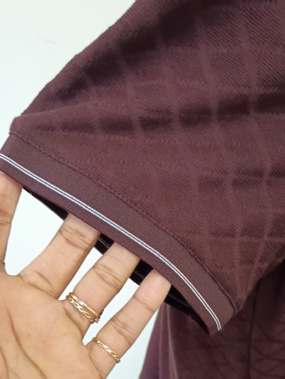Perry Ellis Burgundy Textured Polo Shirt Contrast Trim Short Sleeve Size XXL - Picture 7 of 12
